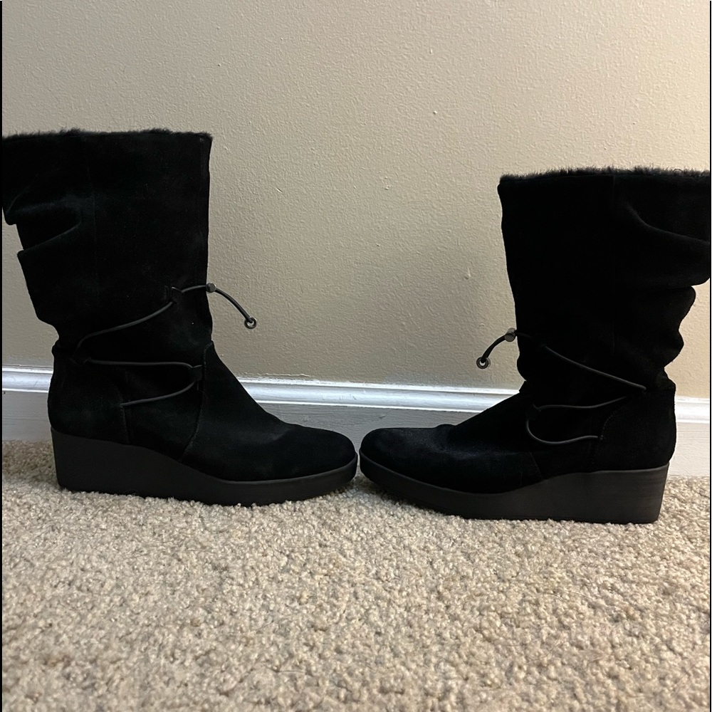 H by Halston Suede Wedge Boots with Faux Fur - Picture 5 of 8